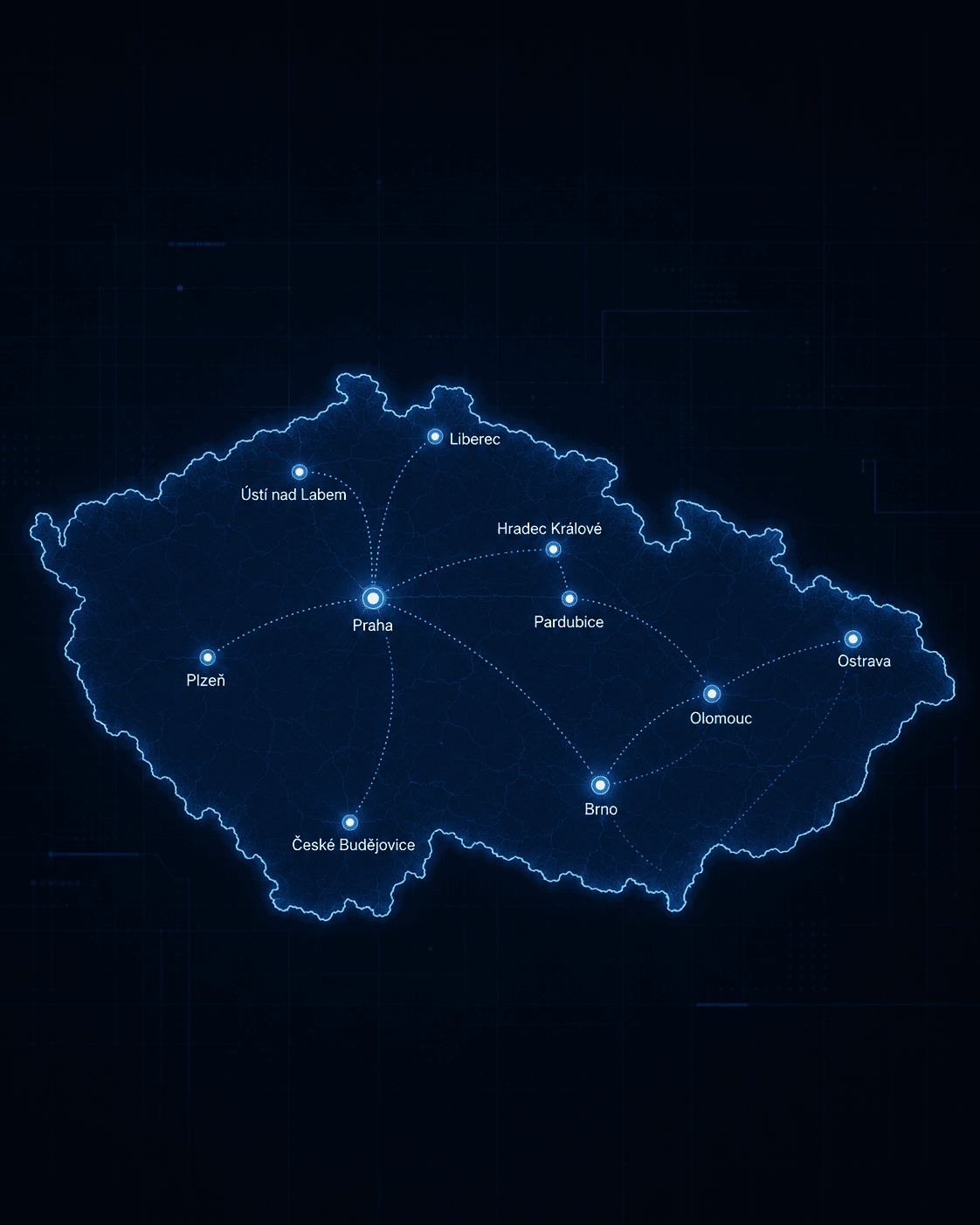 Mapa působnosti po celé České republice